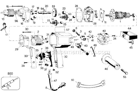 Page A Diagram and Parts List for G-2610 Type 101 Black and Decker Electric Drill